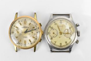 Two mid 20th century, manual wind, gents chronograph wristwatches to include a stainless steel