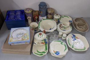 Ceramics and glassware to include Peter Rabbit boxed, Welsh pottery and a Samford Lucy Ladybird