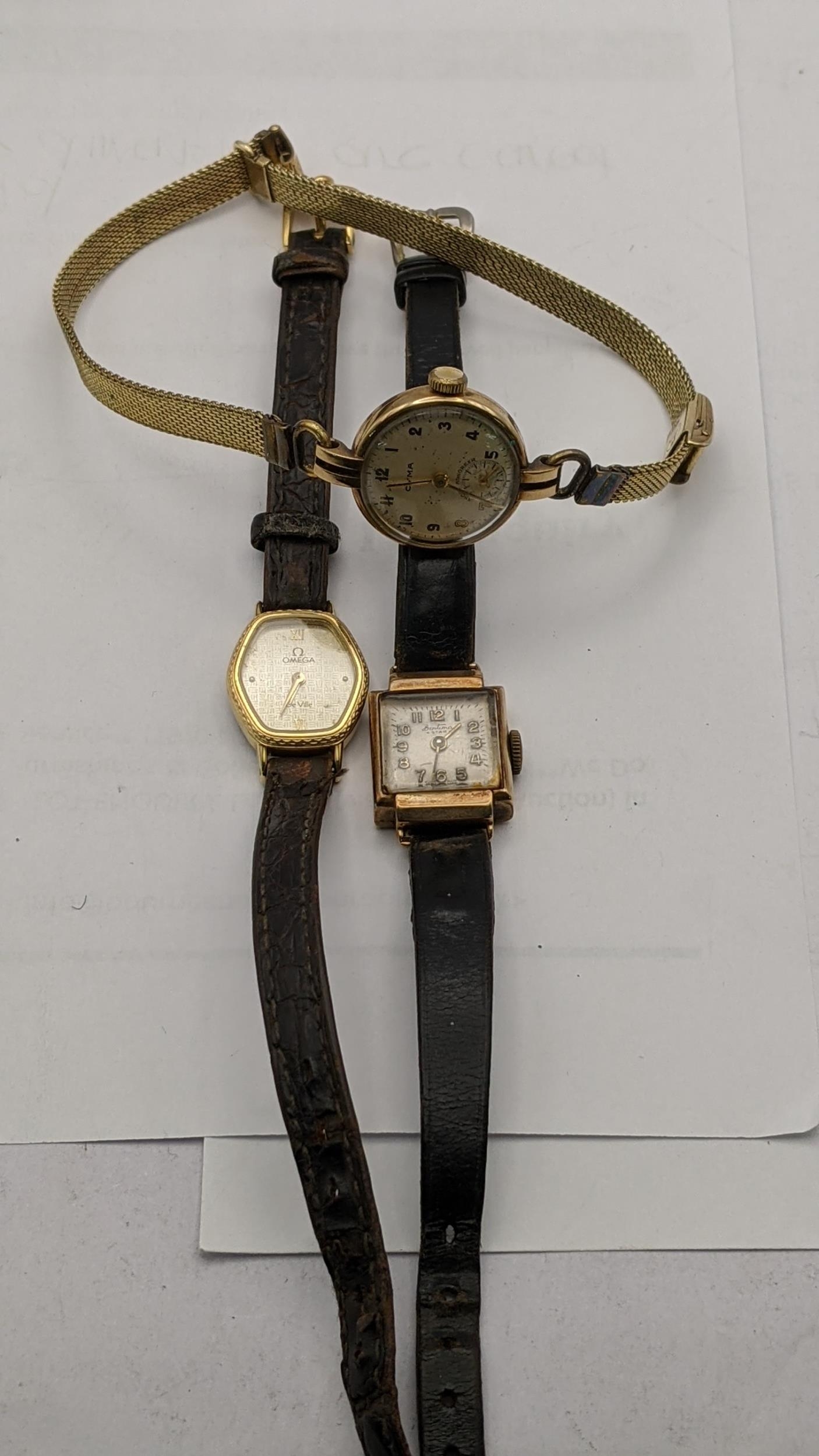 Three ladies watches to include a Cyma, a Bentima Star and an Omega De Ville Location: