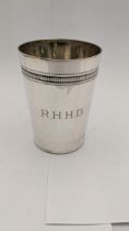 A white metal engraved cup, stamped 800, total weight 104.6g Location: