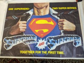 Four vintage posters to include a British DC Comics Inc 1980 Superman The Movie and Superman II Quad