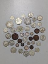 Mixed coins of interest to include Victorian Colonial 1877 1/4 rupee, 1887 Hong Kong 10-cents,