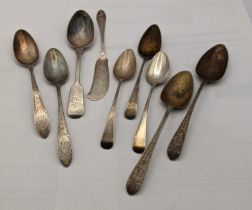 Mixed silver to include a pair of late 19th century Irish spoons, along with various other tea