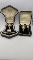 A silver Christening set to include a teaspoon, egg cup and napkin holder, hallmarked Sheffield 1922