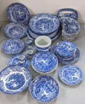 A selection of blue and white china to include Booths British scenery, Copeland Spodes Italian and