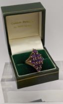 A 9ct gold amethyst cluster ring total weight 6.2g Location: