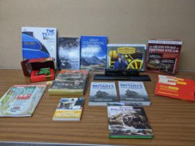 A miscellaneous lot of railway interest items and steam power to include DVD box set, models of