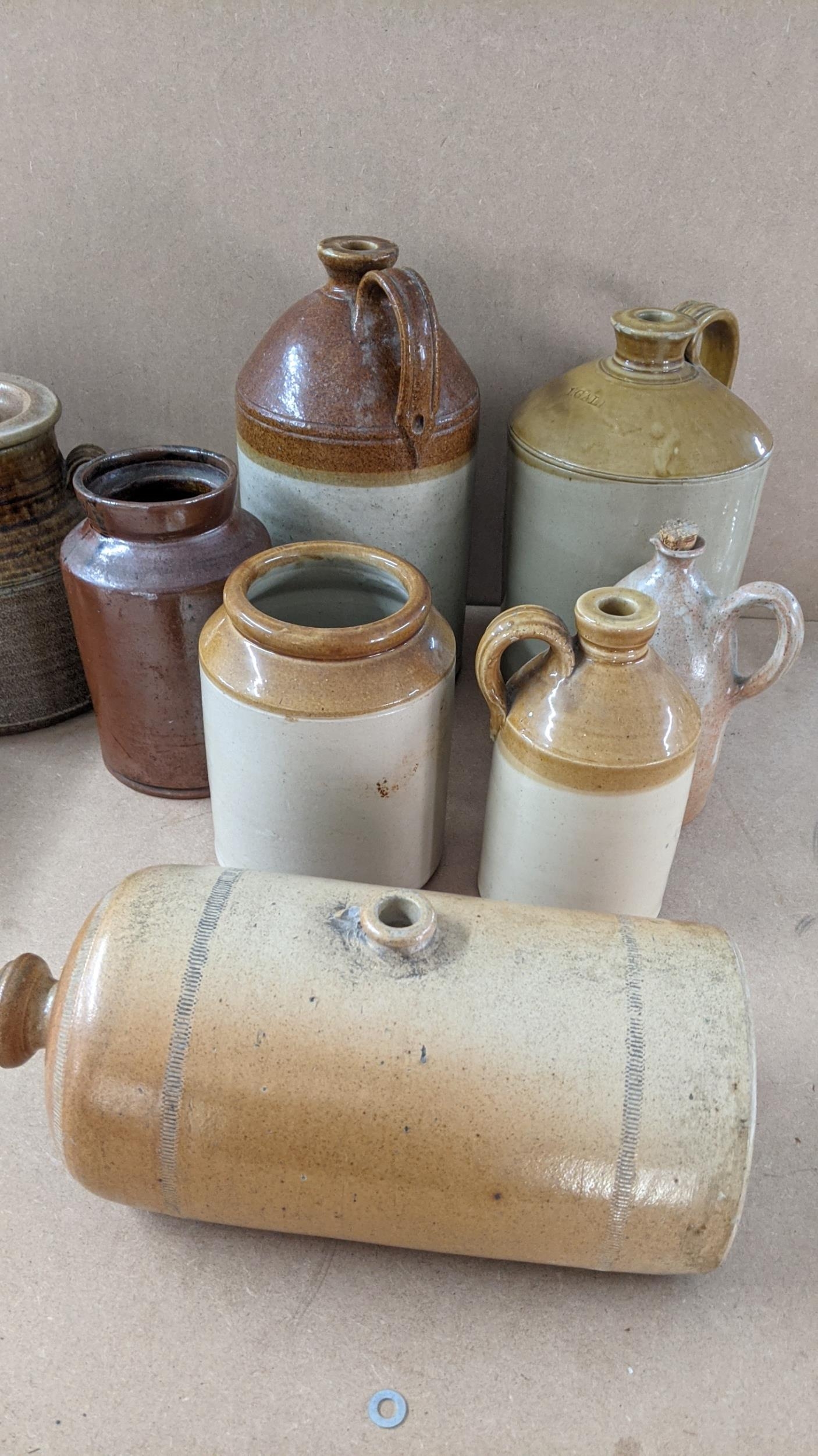 A collection of stoneware to include flagons and a Grosvenor crockpot Location: - Image 3 of 3