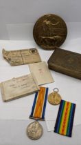World War 1 related items to include a memorial plaque to Albert William Butcher two medals.