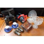 A miscellaneous lot to include binoculars, opera glasses and glassware. Location:Foyer