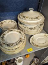 Royal Doulton Larchmont part service to include two tureens, dinner plates, side plates, bowls and