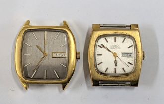 Two gents Bulova day date gold plated wristwatches Location: