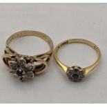 Two rings both set with non precious stones, one yellow metal, one stamped 18ct 4.9g Location:
