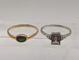 Two 9ct gold rings, each set with coloured stones, 3.9g Location: