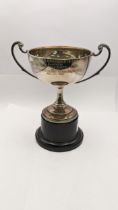 A silver trophy cup having engraved detail related to Motor Club Beaulieu Rally Location: