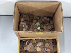A quantity of mixed world coins to include British post-1947 shillings, pennies, and others, along