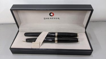 A Sheaffer black fountain pen and ballpoint pen set, boxed Location: