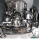 A quantity of Retro stainless steel kitchen ware. Location:LWB