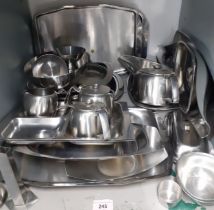 A quantity of Retro stainless steel kitchen ware. Location:LWB