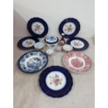 Mixed ceramics to include late 19th century blue & white, Limoges, lidded pot, Japanese x 4 tea cups