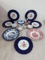 Mixed ceramics to include late 19th century blue & white, Limoges, lidded pot, Japanese x 4 tea cups