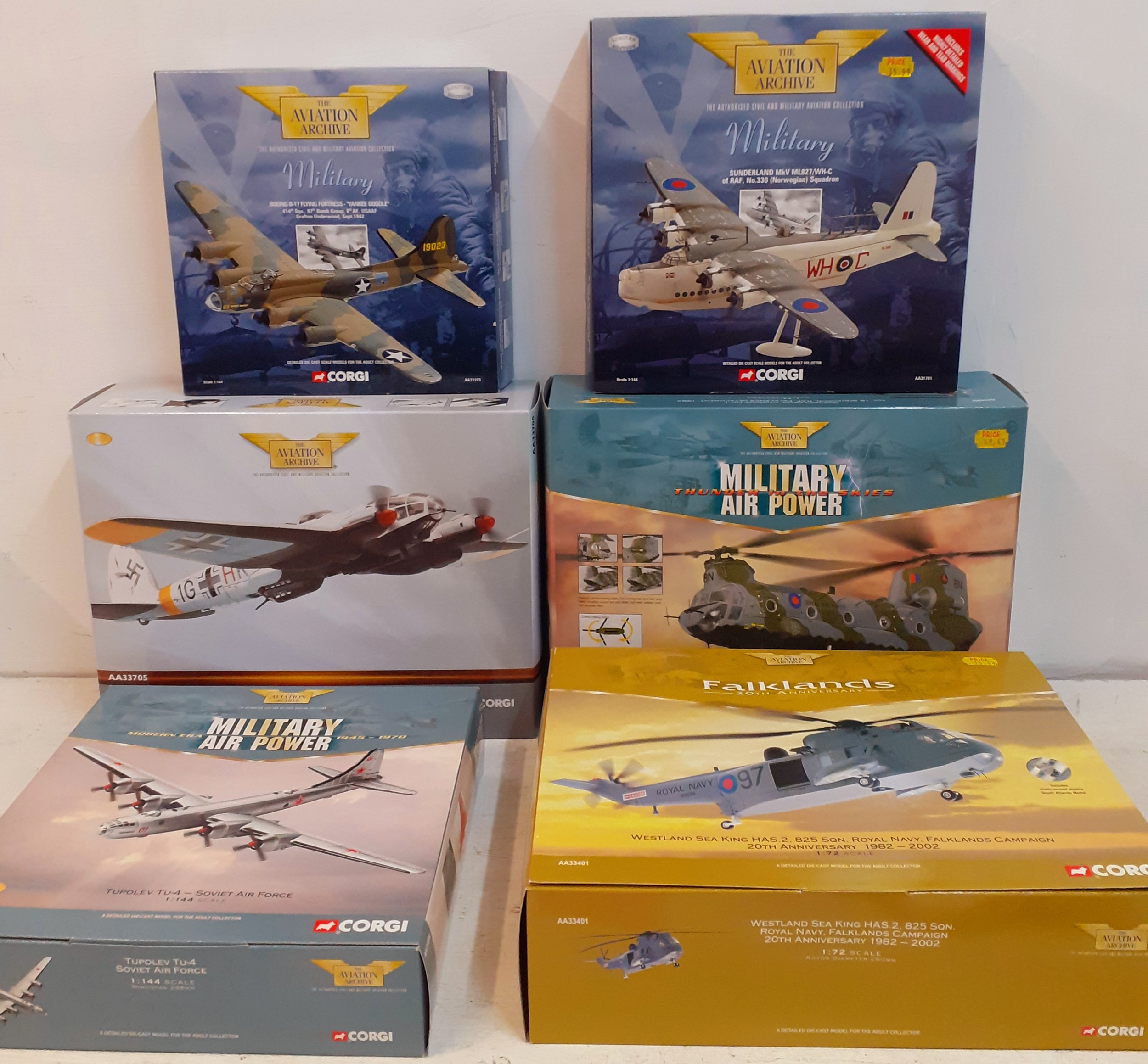 Corgi-Aviation Archive, 6 scale 1:72 models to include AA numbers 31103, 31701, 33705, 33401,
