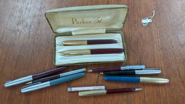 Parker 51 fountain pens and pencil to include Just Aerometric and a Custom Australog Caps Location: