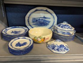 Mixed ceramics to include a Clarice Cliff fruit basket bowl, Royal Doulton Norfolk pattern china