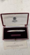 An Asprey & co retailed miniature silver pencil by SJ Rose with engine turned decoration boxed