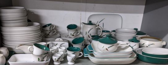 An extensive Denby Green Wheat dinner, breakfast and tea service comprising approx. 117 pieces