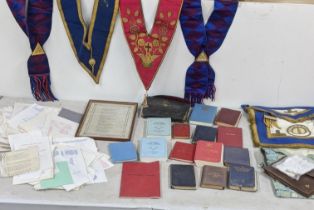 Masonic Regalia and books to include a rose Croix 18th degree collar and jewel d others, masonic