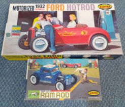 An Aurora plastic model kit of a 1932 motorized and customised Ford Hotrod in original box