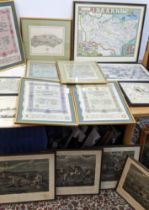 19th/20th century maps to include Hampshire, Sussex, Russian Company bonds, and a set of four 'The