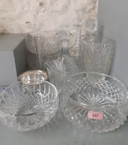 A quantity of late 20th Century cut glass items to include a Waterford crystal fruit bowl and