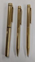 Three gold plated Sheaffer pens to include a fountain pen with a 14k nib Location: