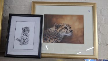 Jan Bowles - print study of cheetah and a print of a tiger Location: