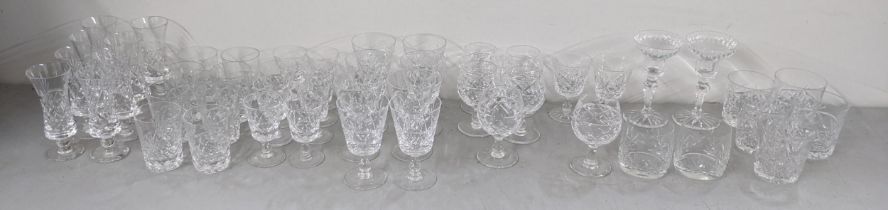 A collection of cut glass and original crystal, Sherry, Brandy, Whisky, candlesticks, domestic
