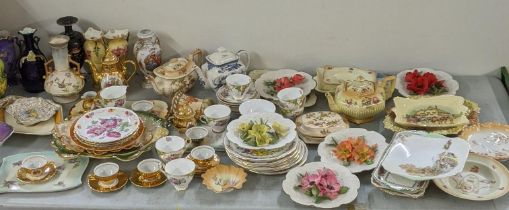 A mixed lot of ceramics to include Carlton ware vase, Victorian Ribbon plates, Crown Ducal wall