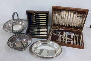 Two canteens of silver plated cutlery to include a Mappin & Webb set of fish knives and forks,