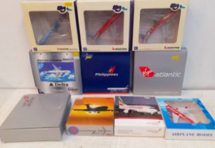 A quantity of 10 mixed diecast model aircraft, 1:400 scale to include Qantas Sky 400 '747' models,
