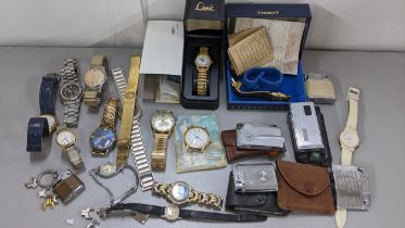 Watches and cigarette lighters to include Limit, Timex, Tissot, Swissam, Ronson, Poppy and Zenith