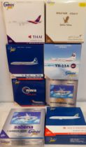 Gemini Jets-A collection of 8 commercial diecast aircraft models, 1:400 scale to include Thai