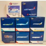 Gemini Jets-A collection of 8 commercial diecast aircraft, 1:400 scale to include Hawaiian Airlines,