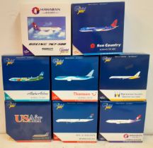 Gemini Jets-A collection of 8 commercial diecast aircraft, 1:400 scale to include Hawaiian Airlines,