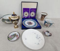 Mixed ceramics to include Coalport Lincoln Cathedral 900th Anniversary urn, a boxed Spode Imperial