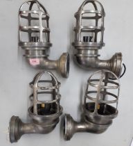 Four vintage brushed chrome/silvered metal bulkhead lights Location: 1:2