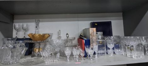 A quantity of cut and pressed glass table wares to include boxed sets of Crystal d'Arques drinking