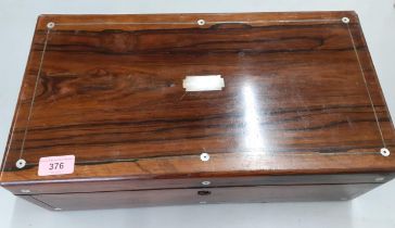 A 19th century rosewood writing slope inset with mother of pearl, lock A/F Location: SR