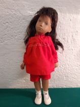 Sasha-A 1970's Trendon doll created by Sasha Morgenthaler having long brunette hair, a red smock