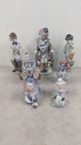 A group of seven Lladro figurines to include '5901 surprise' 5811 Littlest clown and others